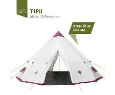 Skandika Tippi 300 - Tente Tipi Indien - 12 personnes - Hauteur 3m Diamètre 5m50 - Beige/Bordeaux