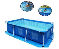 ZYQDRZ Réunion De Famille, Grande Piscine Déchafaudage, Piscine Rectangulaire, Piscine à Réglage Rapide, Adaptée Aux Enfants, Famille, Hors Sol, Arrière-Cour, Extérieur,Bleu,300 * 200 * 75CM