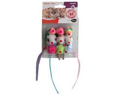 AIME Jouet pour Chat - Mini souris, Lot de 9 souris par sachet, Jeu Ludique pour Chat, Contient de lHerbe à Chat