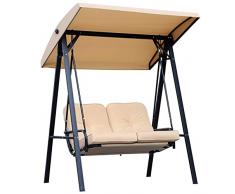 Homcom Balancelle de Jardin 2 Places Grand Confort Coussins dassise et Dossier fournis accoudoirs Pare-Soleil Sable