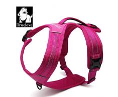 TRUE LOVE Réfléchissant Harnais De Chien Réglable Décourager Tirer Pet Gilet Durable en Nylon De Voiture TLH5551 (Fuchsia, M)