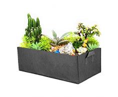 ZoneYan Sac de Culture Rectangulaire, Carré Lit Jardin Surélevé en Tissu, Carré Sac à Plantes Légumes de Jardin, Noir