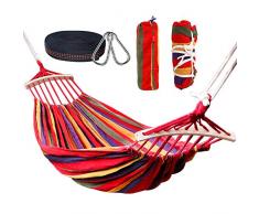 Nakeey Double Hamac dextérieur de Camping 280 x 150 cm, en Plein air Portable en Toile, Jardin, 300Kg, Rouge