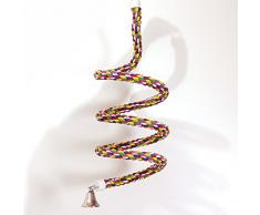 160cm Perchoir à oiseaux en spirale coton corde à mâcher Bar perroquet escalade debout jouets avec Bell