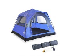 Lumaland Tente de Camping extérieur Comfort Pop Up Automatique pour 3 Personnes Trekking Voyage Randonnée Festival 210 x 210 x 140 cm avec Sac de Transport en Vert et Bleu (Bleu)