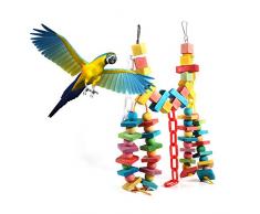 Jouet Perroquets en bois mâcher Perchoir Oiseaux Jouet Cage Morsure Balançoire Perchoir suspendu