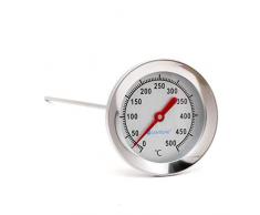 Lantelme 4897 Thermomètre /sonde 500 °C en acier inoxydable 50 cm - Thermomètre pour barbecue, four, four à pain, four à pizza, fumoir - Analogique - Bimétal