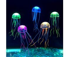 Fodlon 6 pièces Méduse Artificielle décoration Aquarium, Décoration de Décoration de Méduse Rougeoyante pour Réservoir de Poissons Daquarium