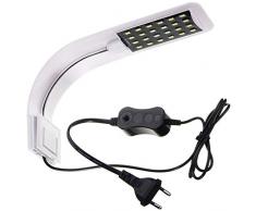 Naliovker Lampe DAquarium LED Blancs Bleu Agrafe sur La Lampe de Réservoir de Poissons pour Eau Salée Eau Fraiche avec Pince Col de Cygne Prise Européenne