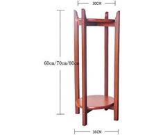 JKMQA en Bois Massif Jardinière Porte Bonsai Salon Intérieur Double Niveau Balcons Plancher Fleur Shelf, Noyer Clair, 36 * 36 * 60 cm, Blanc, 36 * 36 * 60 cm Stand de Fleurs