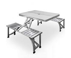 Deuba Table de Pique-Nique Portable - Aluminium avec Fonction malette - Emplacement pour Parasol