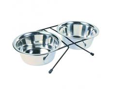 Trixie - Gamelles / Bols En Inox pour Chien - Support Stand et Fil - Taille 15 cm