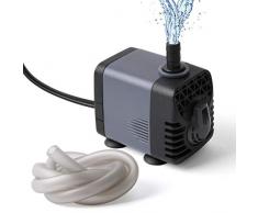 Ankway pompe submersible 600L/H 10W améliorée avec tube en vinyle (1M/39”), 50Hz brushless moteur pompe à eau avec 2 buses pour piscine aquarium poisson fontaine, avec cordon dalimentation de 1,8 m