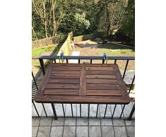Click-Deck table de balcon en bois dur, table pliante à suspendre, garde-corps, table à manger pour jardin, barbecue, table d'appoint