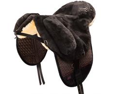 CHRIST Selle de Cheval «Fellsattel Premium Plus» de Selle de Peau d'Agneau de Haute qualité (treeless), pour Les Chevaux Demi-Sang et Couleur: Marron