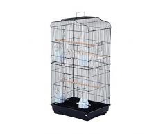 Pawhut Cage à Oiseaux avec mangeoires perchoirs 48 x 36 x 91 cm Noir