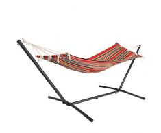 Detex - Hamac avec Cadre en métal - 200 x 80cm - Support Individuel - Toile résistante Anti-déchirures - Rouge