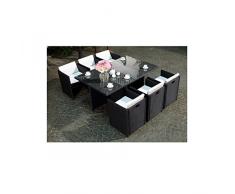 JFB Le Vito : Salon Jardin Noir encastrable en résine 6 Personnes