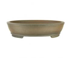 Pot à bonsaï 40.5x32.5x10cm antique gris ovale en grès
