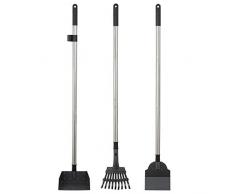 Yangbaga Ramasse Crotte Chien Telescopique Ramasse Crotte Pelle Rateau et Poubelle en Métal, Outile de Nettoyage pour Jardin (71cm, 78cm, 96cm)