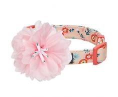 Blueberry Pet Collier Chien Pouvoir des Fleurs Cosmos Orange, avec Pivoine Rose Détachable, Taille Moyenne (M), Tour de Cou 37cm-50cm, Colliers pour Chiens Ajustables