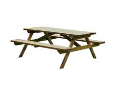 Forest Style Table Pique-Nique PICOLO - Traitée Autoclave Classe 3 - (150×152×75cm)