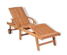 vidaXL Chaise Longue à 5 Positions 195x59,5x35 cm Teck Bain de Soleil de Jardin