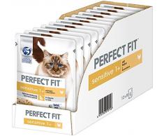 PERFECT FIT, Nourriture pour Chat, Nourriture Humide, pour Chats sensibles de 1 an et Plus, 12 sachets (12 x 85 g)