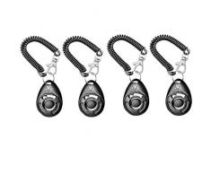 EUYUAN Lot de 4 clicker pour chien Noir avec sangle de poignet pour chat