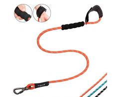 PETTOM Laisse Chien Main Libre 1.2m Nylon Poignet Rembourré Laisse Corde Réfléchissant pour Gros Large Moyen Chien (Orange)