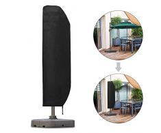 Vegena Housse de Protection pour Parasol Déporté Couverture pour Parasol de Jardin à Mât Excentré en 210D Oxford, Imperméable, Anti-Poussière/UV/Intempéries avec Sac de Rangement 265*50*70*40cm, Noir