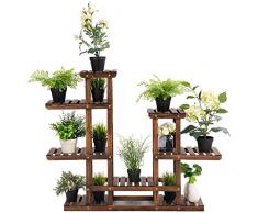 COSTWAY Etagère à Fleurs en Bois Porte Pot de Plantes avec 6 Niveaux d’Etages pour Rangement Escalier Présentoire de Jardin pour Balcon Terrasse Salon 119 x 25 x 96 cm