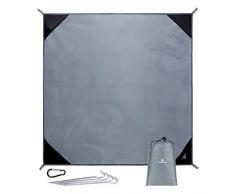 PHILORN Grande Couverture De Pique-Nique Plage Tapis 250 x 250 cm avec 4 Piquets Métalliques Pliable Compact Léger Nylon Résistant au Sable Imperméable Séchage Rapide pour Extérieur Activités Gris