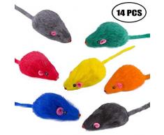 Yangbaga Lot de 14 Souris Jouet en Arc en Ciel Multicolorés Cadeau pour Chat Chaton - 7 Coulleur Différente
