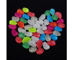 Fdit 50Pcs Cailloux Pierres Galets Graviers Artificielle Lumineux Aquarium Décor Extérieur en Pierre Décorative pour Réservoir de Poisson Aquarium