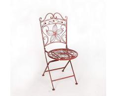 Chaise jardin metal fer forge fauteuil bordeaux rustique vintage elegance rouge