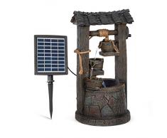 blumfeldt Speyer - Fontaine de Jardin deau Solaire, 2,8 Watts, Autonomie 5h, Panneau Solaire 17,5 x 14 cm, Extérieur-intérieur, Forme de puit, Zen, 4 Cascades, Eclairage LED, Fonte