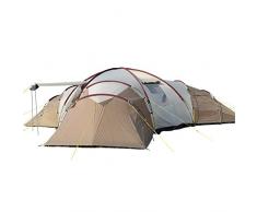 Skandika Turin 12 – Tente Camping Familiale 12 Personnes - 840x720x200cm - 3 cabines (Brun/Beige)