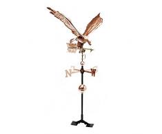 WilTec Grande Girouette 3D Aigle sur éolienne en Cuivre avec Pied de Support