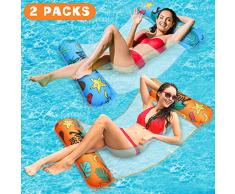 lenbest 2Pack Flottantes Hamac, Gonflage en Un clic Hamac Gonflable, Multi-Usage Gonflable pour Piscine Matelas Chaise Longue, Portable Flotteur Ultraléger, Cadeau L’été Parfait pour Adulte et Enfant