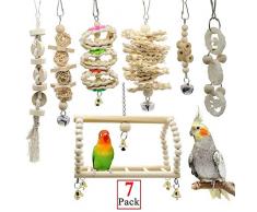 EZIZB Lot de 7 Jouets à mâcher pour Oiseaux, perroquets, perruches, perruches, aras, Oiseaux inséparables