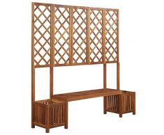 Festnight Jardinière Treillis de Jardin Jardinière avec Banc pour Plantes et Fleurs en Bois Massif Marron jardinière en Bois extérieur