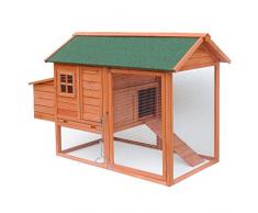WilTec Poulailler avec espaces extérieurs et abri Accrue, en Bois de Sapin, avec Toit Tar, 1710x800x1100mm