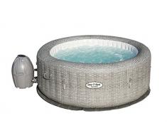 Bestway - Spa gonflable rond motif rotin gris 6 personnes, diamètre 1,96 m