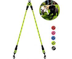 Taglory Double Laisse pour Chien/Séparateur de laisses pour Deux Chiens/Aucun embrouillement/Corde descalade/Convient aux Petits, Moyens et Grands Chiens/Vert