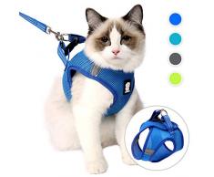 Ensemble harnais et laisse pour chat ultra léger pour marcher et éviter les fuites - Réglable - Maille souple rembourrée - Veste de course pour chatons et chiots...
