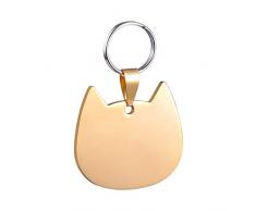 BY Personnalisé Médaille pour Chat Chien Identification en Acier Inoxydable Forme de Chat Gravure Gratuit en Deux Faces 32 * 29 * 1.7mm