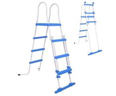 Échelle Antidérapante pour Echelle de Piscine à Cadre en Acier, Porteur 150 kg, Quatre Marches de Chaque Côté, Longueur Totale 177.5 cm, Adapté pour Une Piscine de 107-122cm de Hauteur