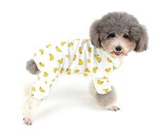 Zunea Combinaison Pyjama pour Petit Chien Adorable Salopette Donut Banane Souris Canard Football Motif Canard Vêtements Unisexe Quatre Jambes Coton Vêtements de Couchage pour Animaux Chats Chiots