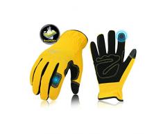 Vgo Gants de Travail et de Jardinage en Cuir Nubuck pour Construction Multifonctionnels (8/M,Jaune,NB7581)
